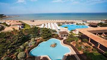 2 outdoor pools, pool umbrellas, sun loungers