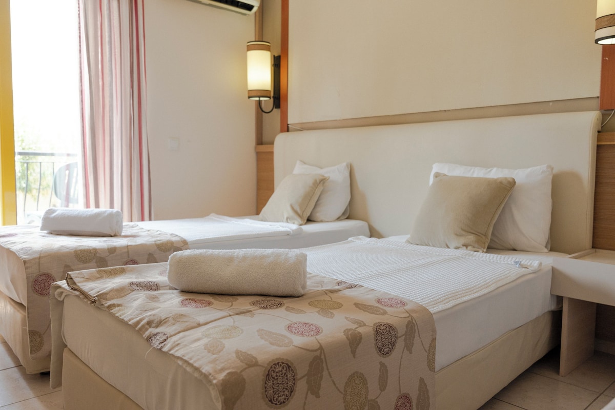 Minibar, desk, WiFi (surcharge), bed sheets