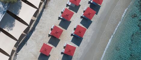 Private beach, beach cabanas, sun loungers, beach umbrellas