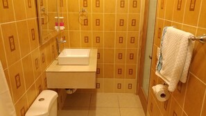 Habitación doble | Baño | Regadera y secadora de cabello