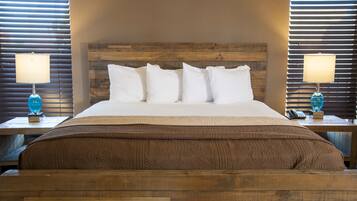 Premium bedding, desk, blackout drapes, iron/ironing board