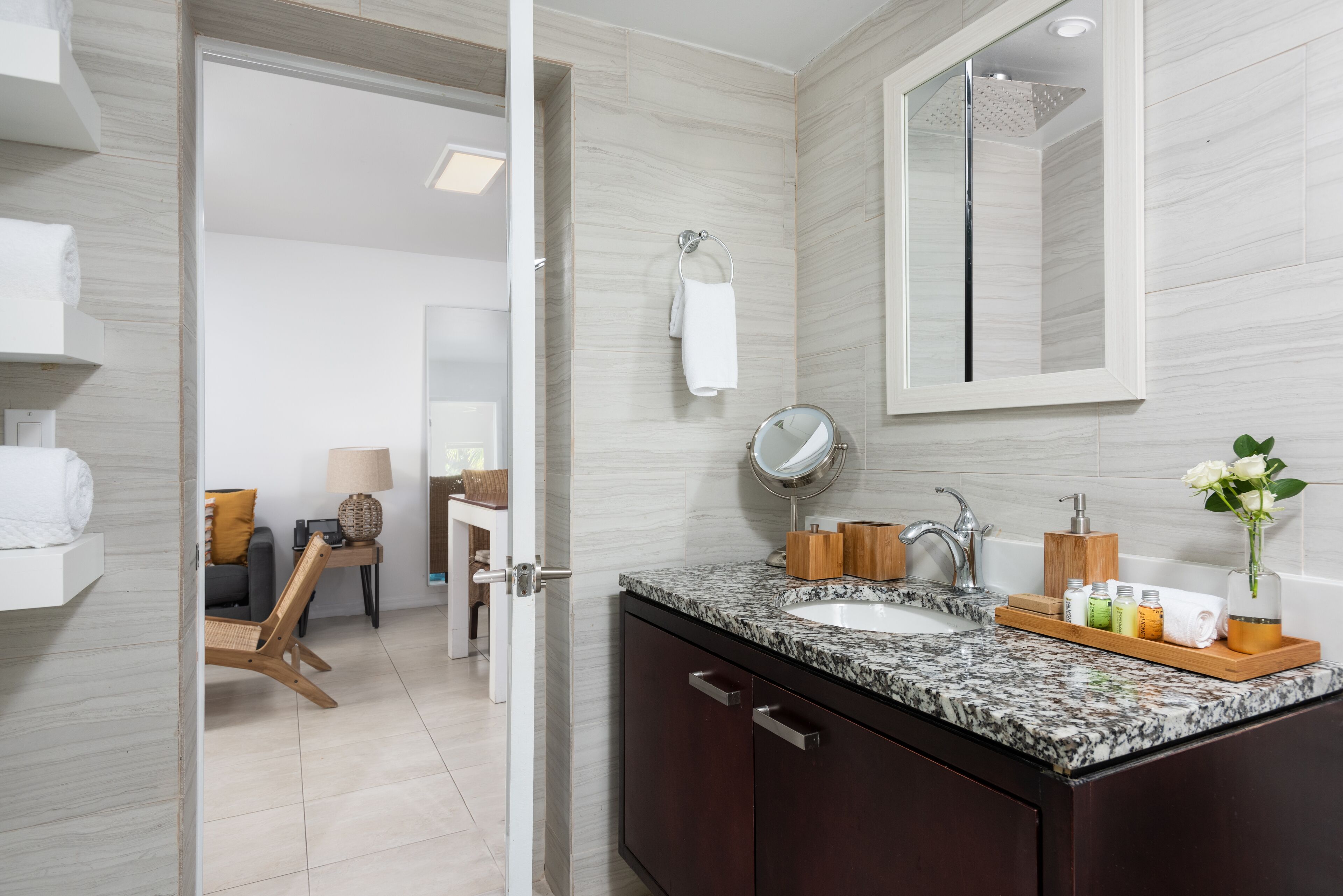 two bedrooms pool suite | bathroom | shower, rainfall showerhead, free toiletries, hair dryer