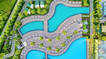 Indoor pool, outdoor pool, open 8:00 AM to 7:00 PM, pool umbrellas