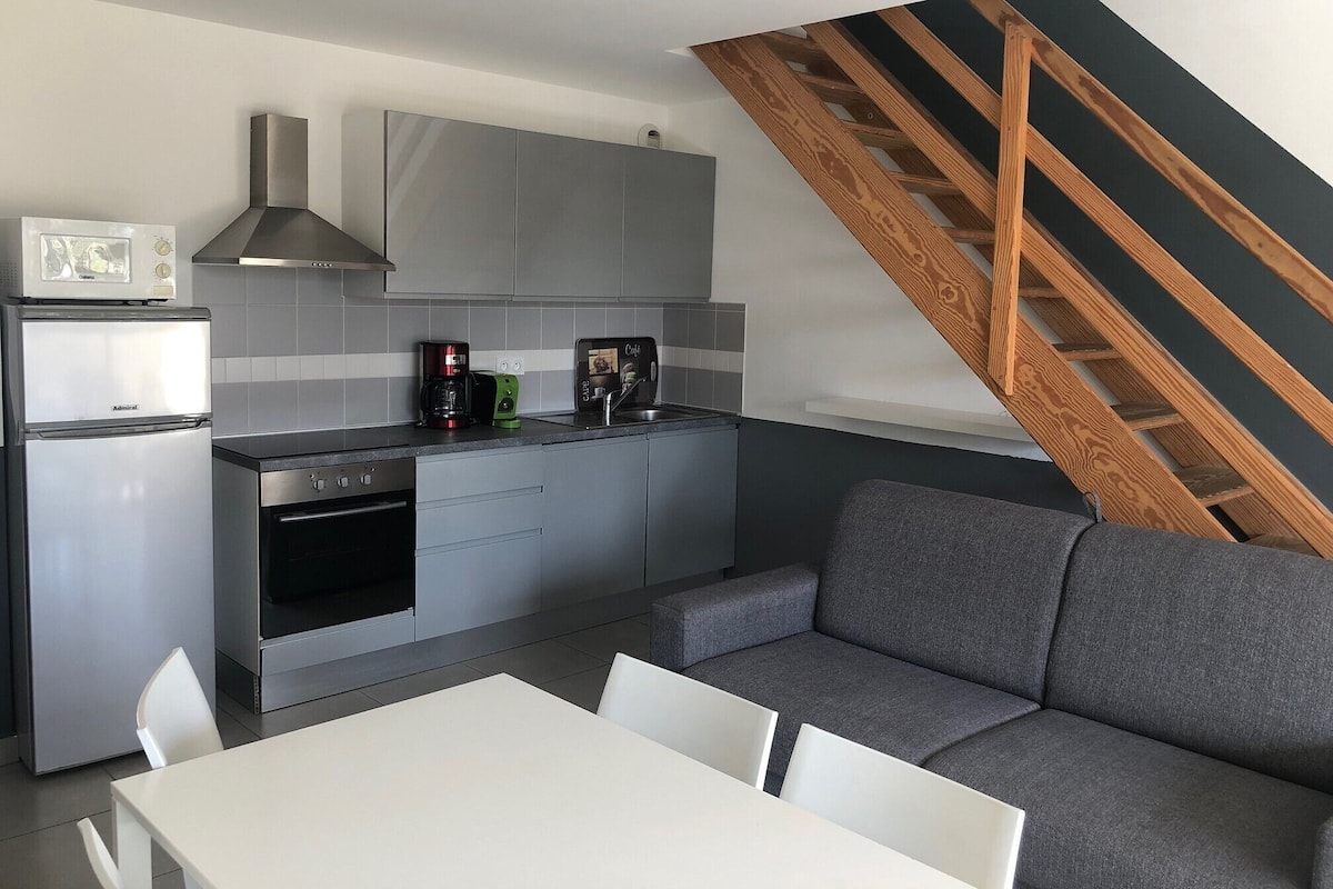 Klassiek appartement, 3 slaapkamers | Privékeuken | Een koelkast, een magnetron, een kookplaat, een kinderstoel