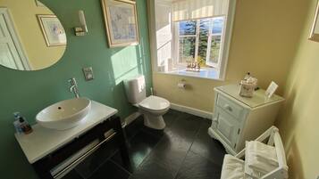 A bathroom with a sink, toilet, and vanity.