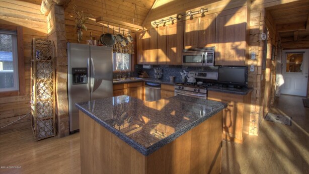 Main Log Home | Private kitchen | Coffee/tea maker, full-size fridge, microwave, stovetop - Butte's Bethel Farm B&B (Palmer)