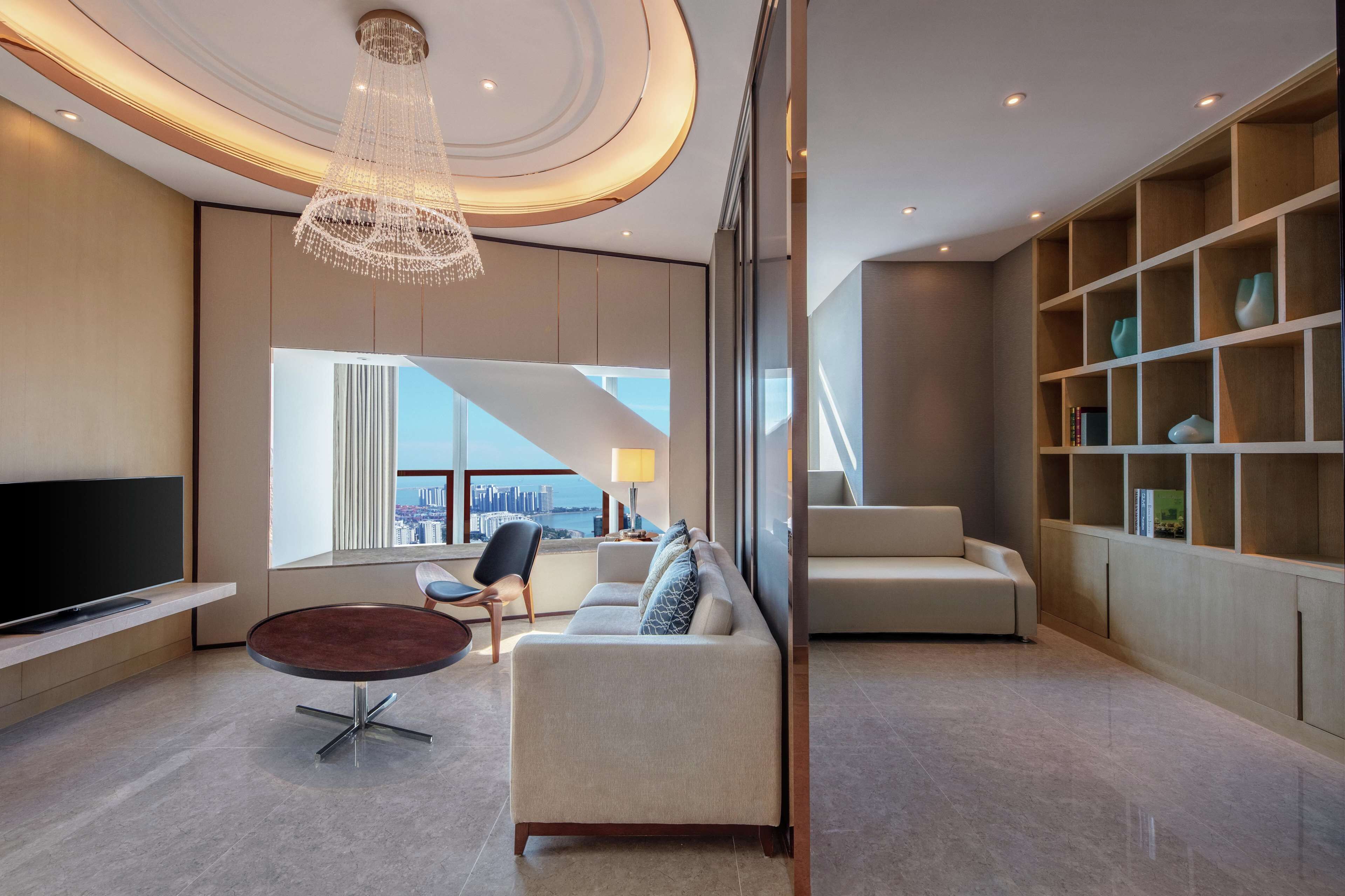 king one bedroom premium apartment ocean view | living area | lcd tv