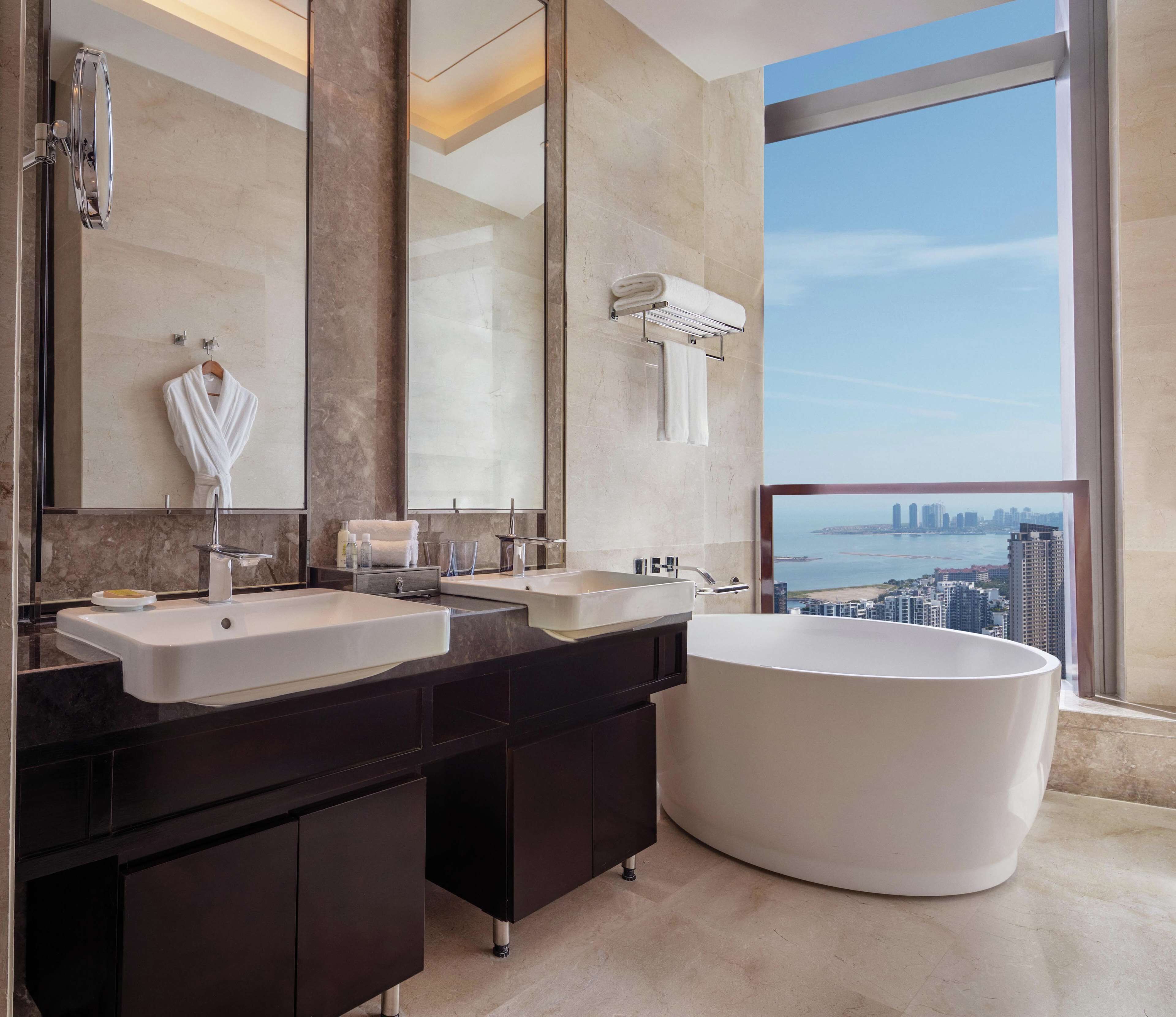 king two bedroom apartment ocean view | bathroom | separate bathtub and shower, deep-soaking bathtub, rainfall showerhead