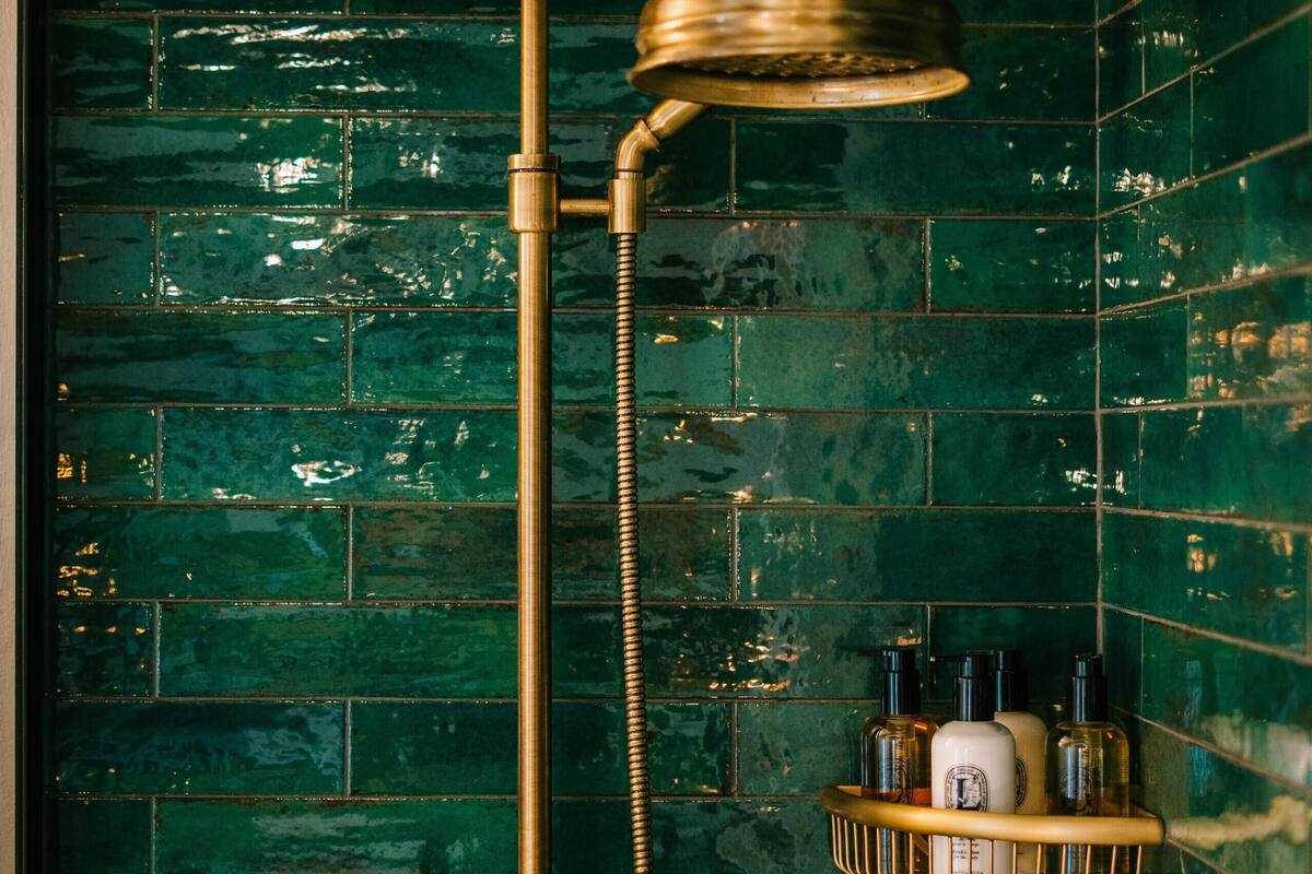 shower, rainfall showerhead, hair dryer, bathrobes