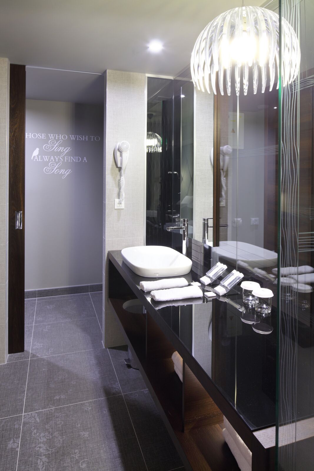 free toiletries, hair dryer, slippers, towels