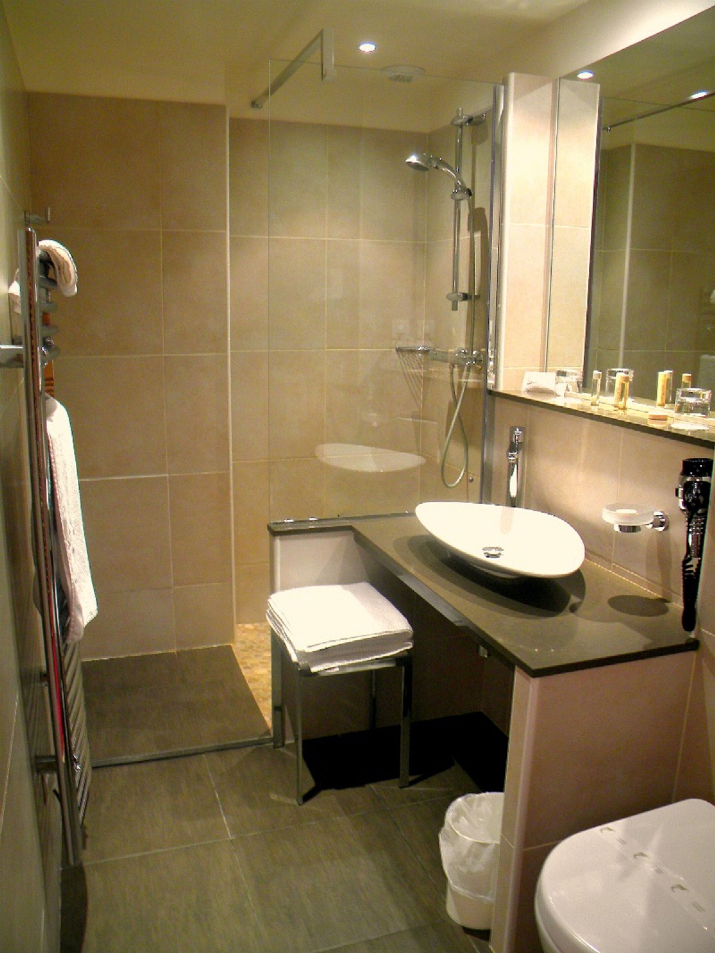 free toiletries, hair dryer, bathrobes, towels