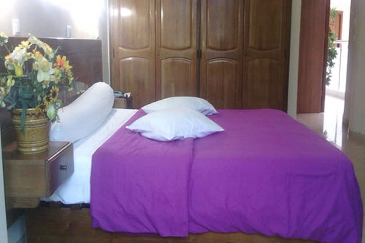 desk, blackout curtains, iron/ironing board