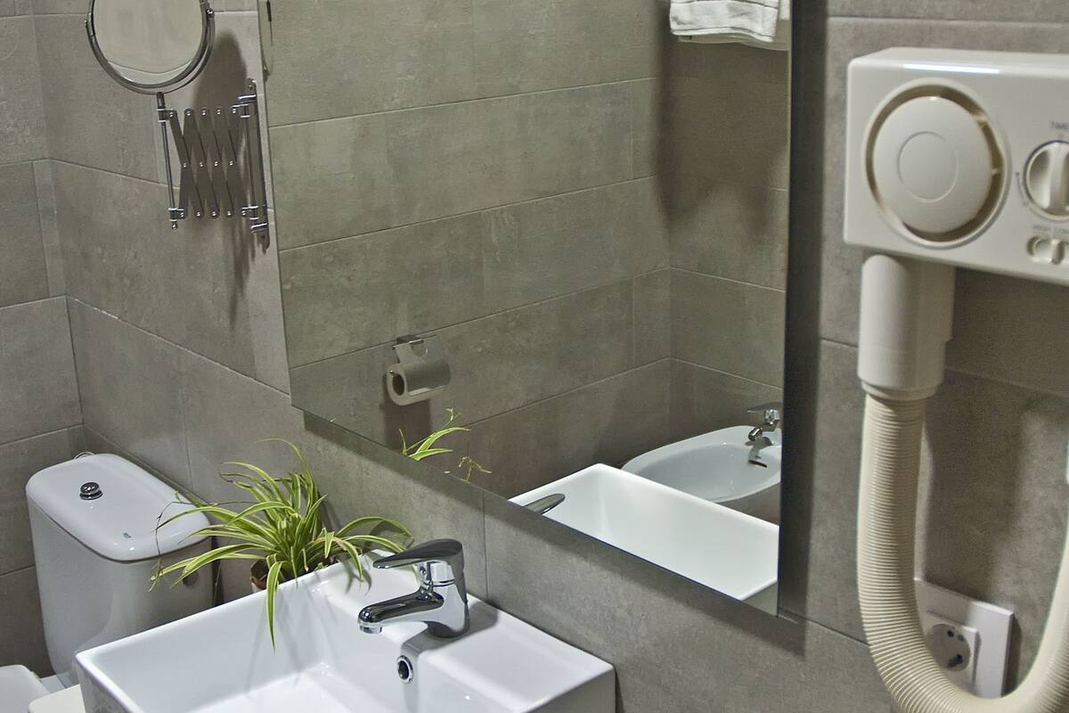 shower, free toiletries, hair dryer, bidet