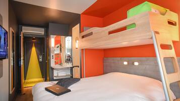 Shower, eco-friendly toiletries, hair dryer, towels