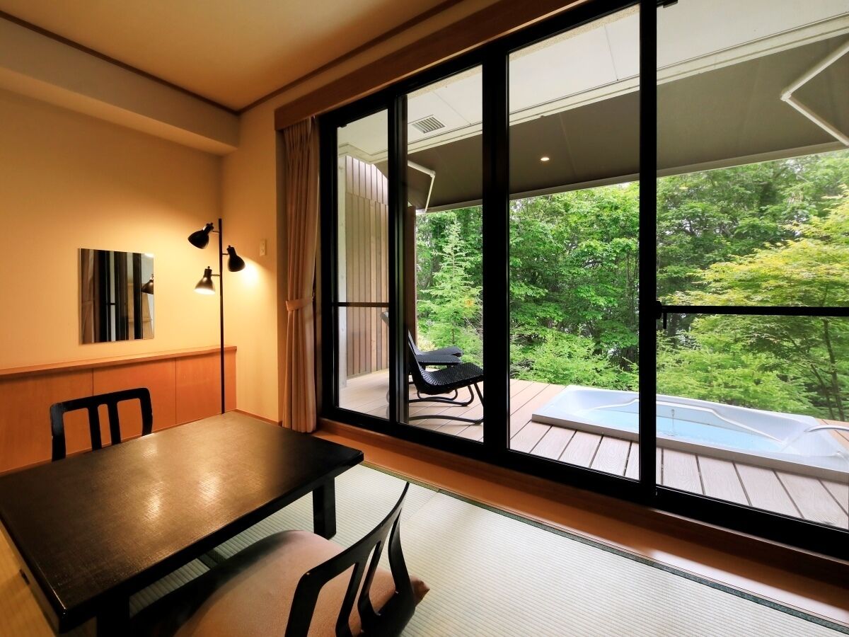 Japanese Western Style Superior Room with Private Open-Air Bath | Down comforters, in-room safe, individually decorated