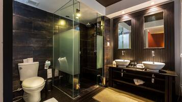 Family Suite | Bathroom | Hair dryer, slippers, towels, soap