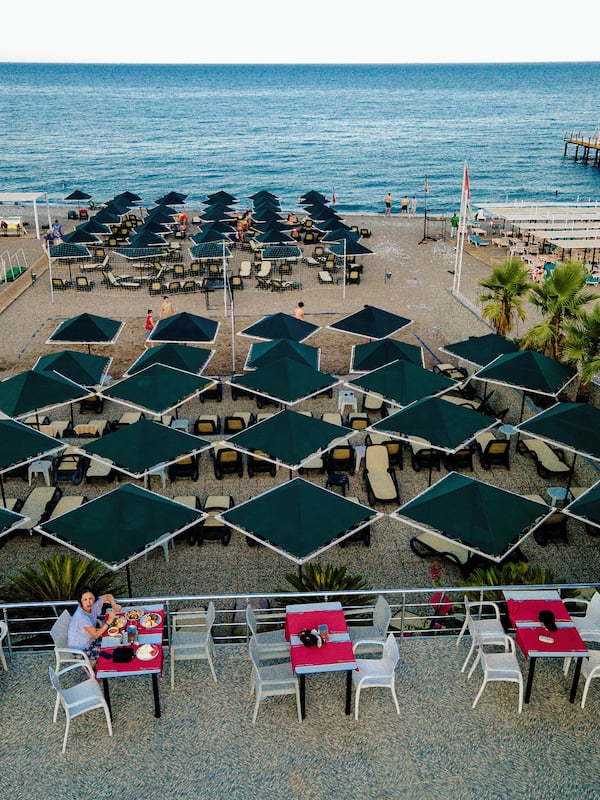 Private beach, sun-loungers, beach umbrellas
