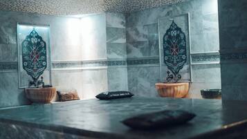 Sauna, Turkish bath/hammam, body wraps, body scrubs, facials