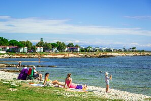 On the beach, scuba diving, waterskiing, windsurfing