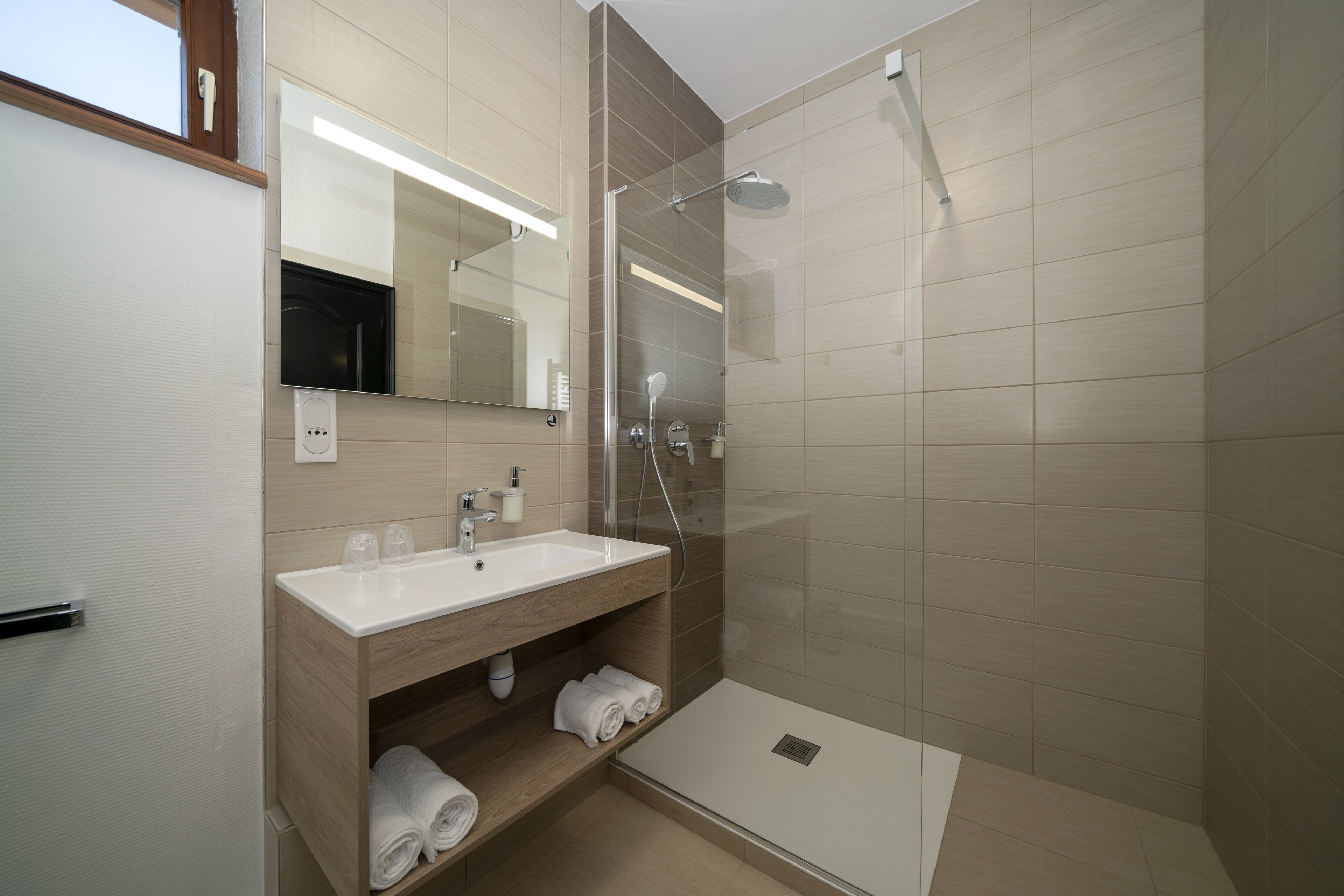 free toiletries, hair dryer, towels