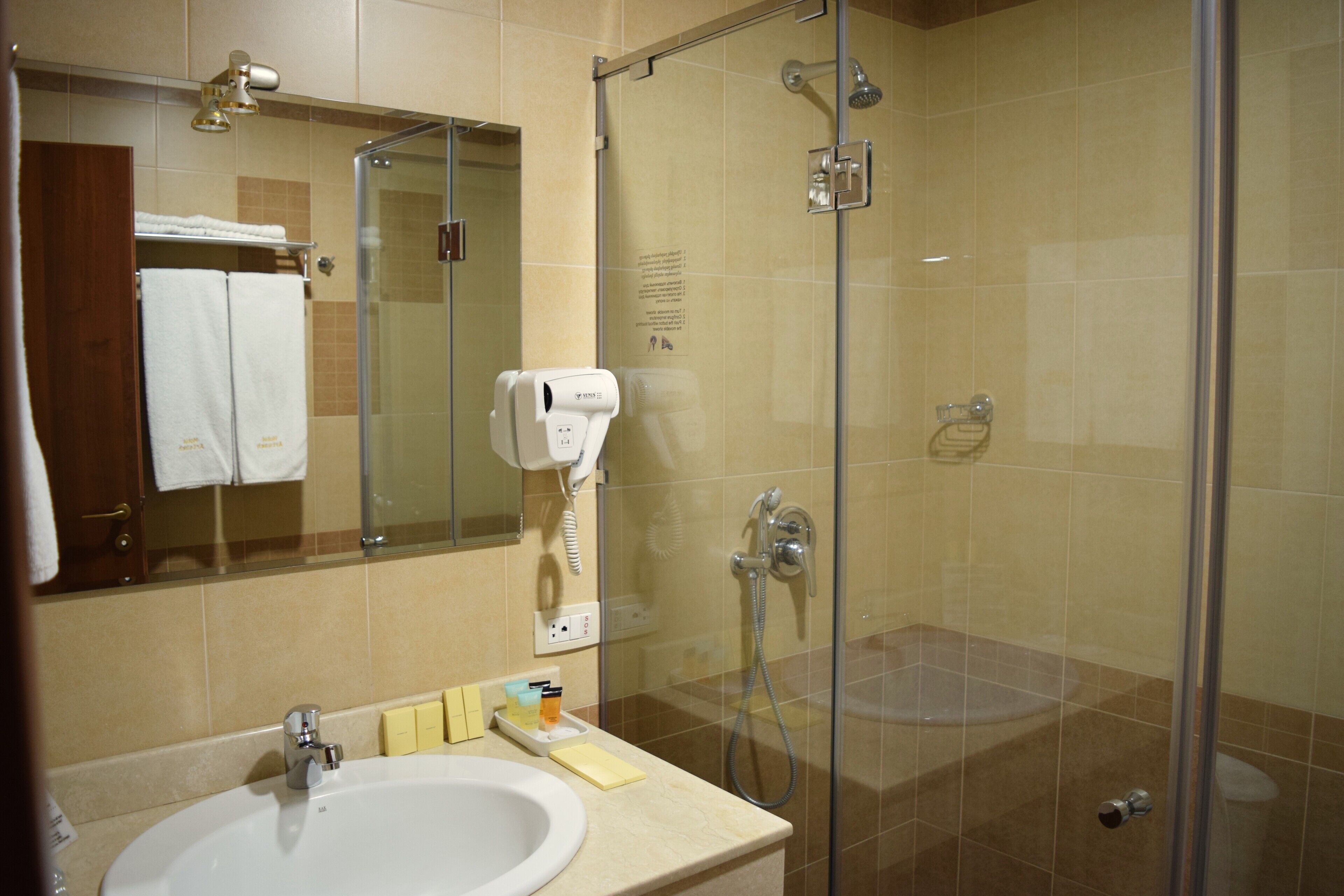 free toiletries, hair dryer, bathrobes, slippers