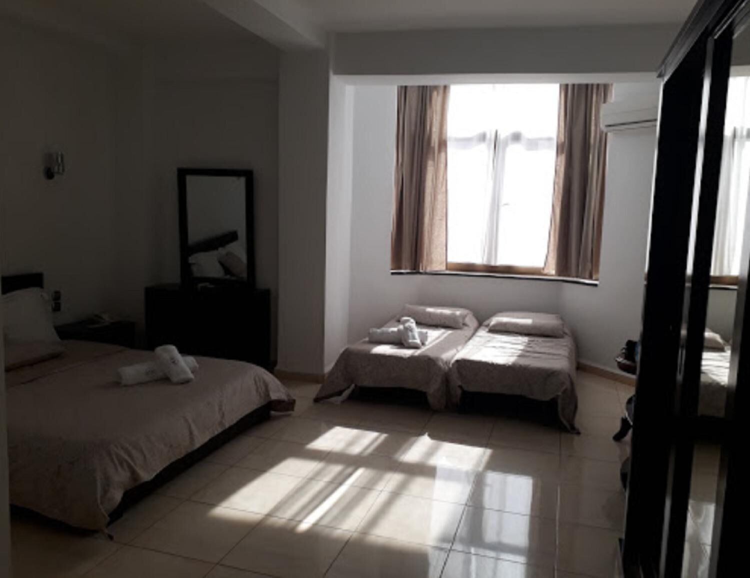 Desk, free WiFi, bed sheets