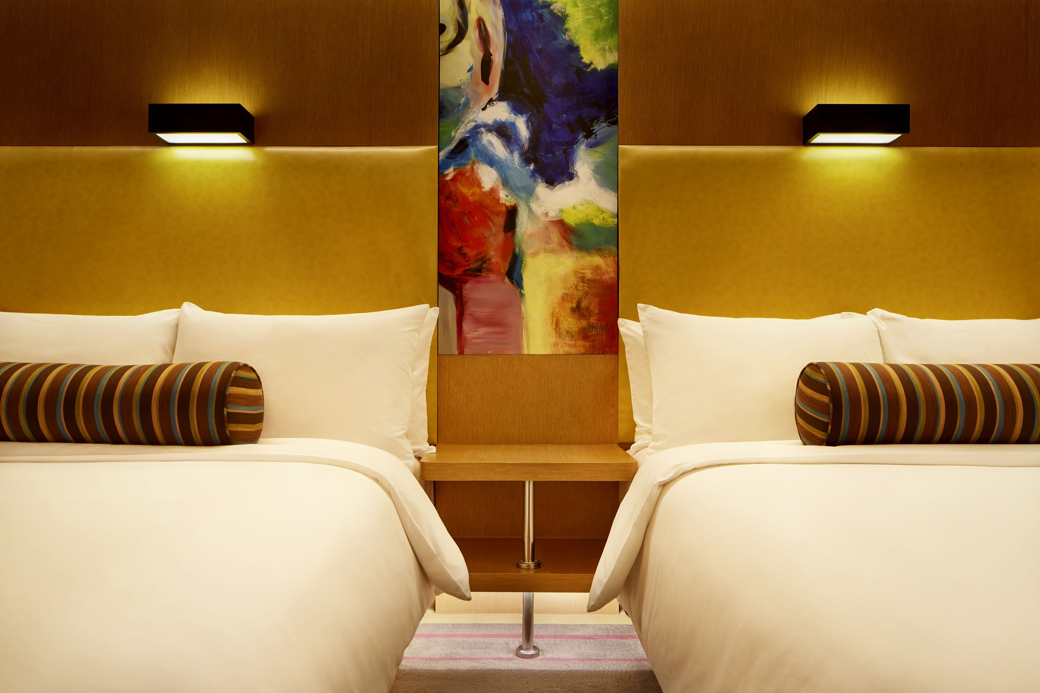 breezy, room, 2 double beds | minibar, in-room safe, desk, iron/ironing board