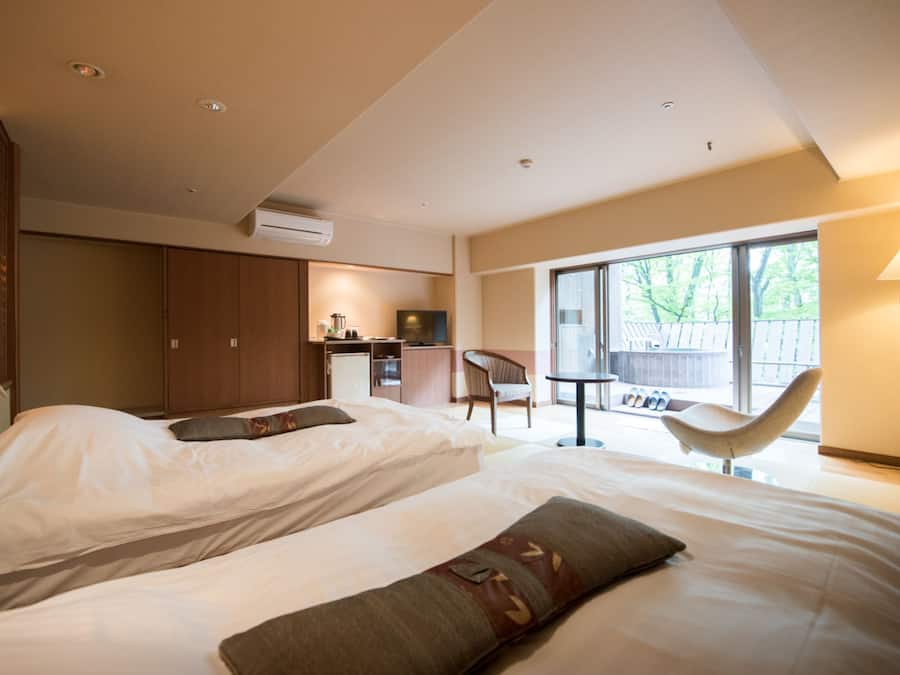Deluxe Twin Room with Open-air bath, Non Smoking | In-room safe, free WiFi, bed sheets