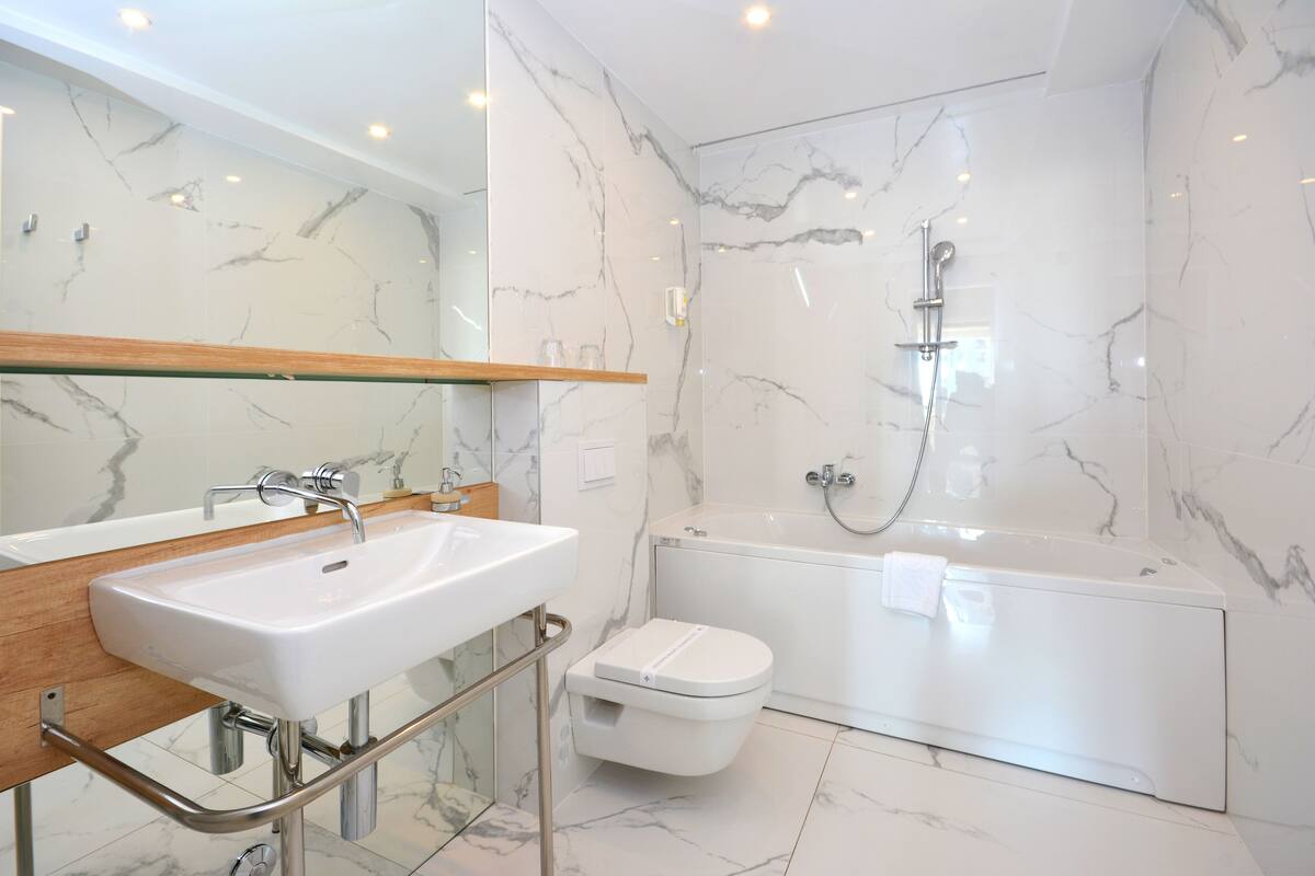 free toiletries, hair dryer, towels, soap