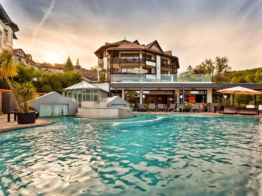 Indoor pool, outdoor pool, pool loungers