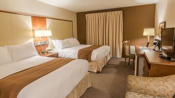 Classic Double Room, 2 Queen Beds, River View | Desk, laptop workspace, free WiFi, bed sheets