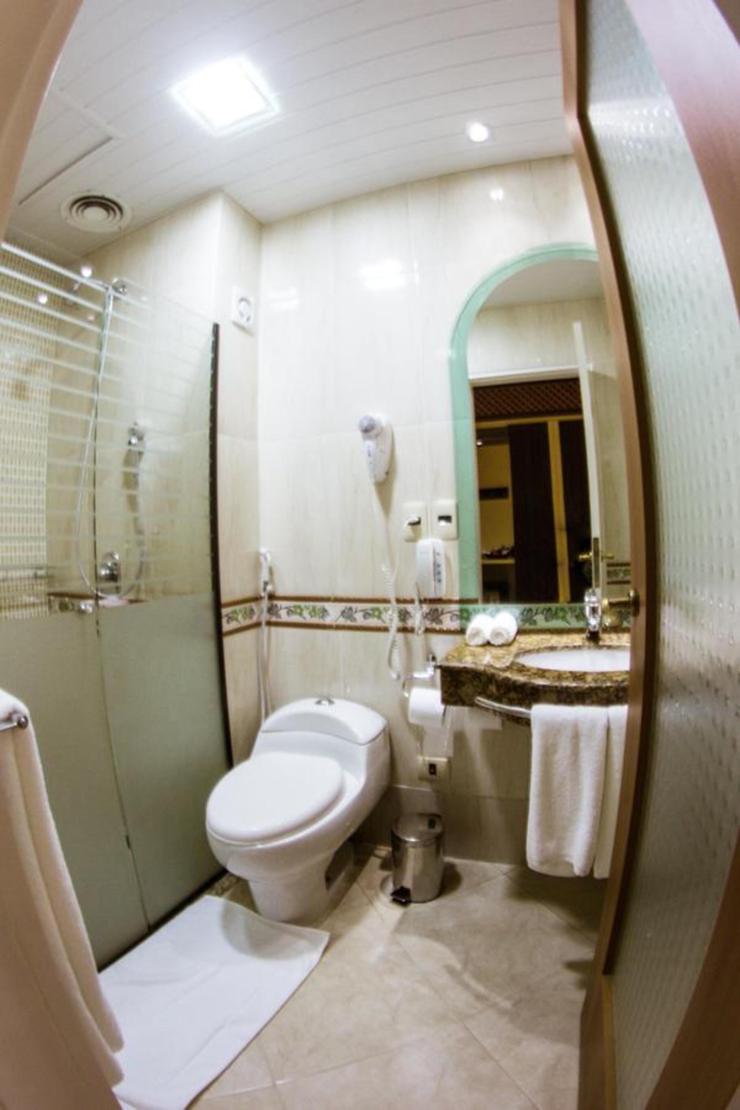 shower, free toiletries, hair dryer, bathrobes