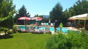 Indoor pool, outdoor pool, pool umbrellas, sun loungers