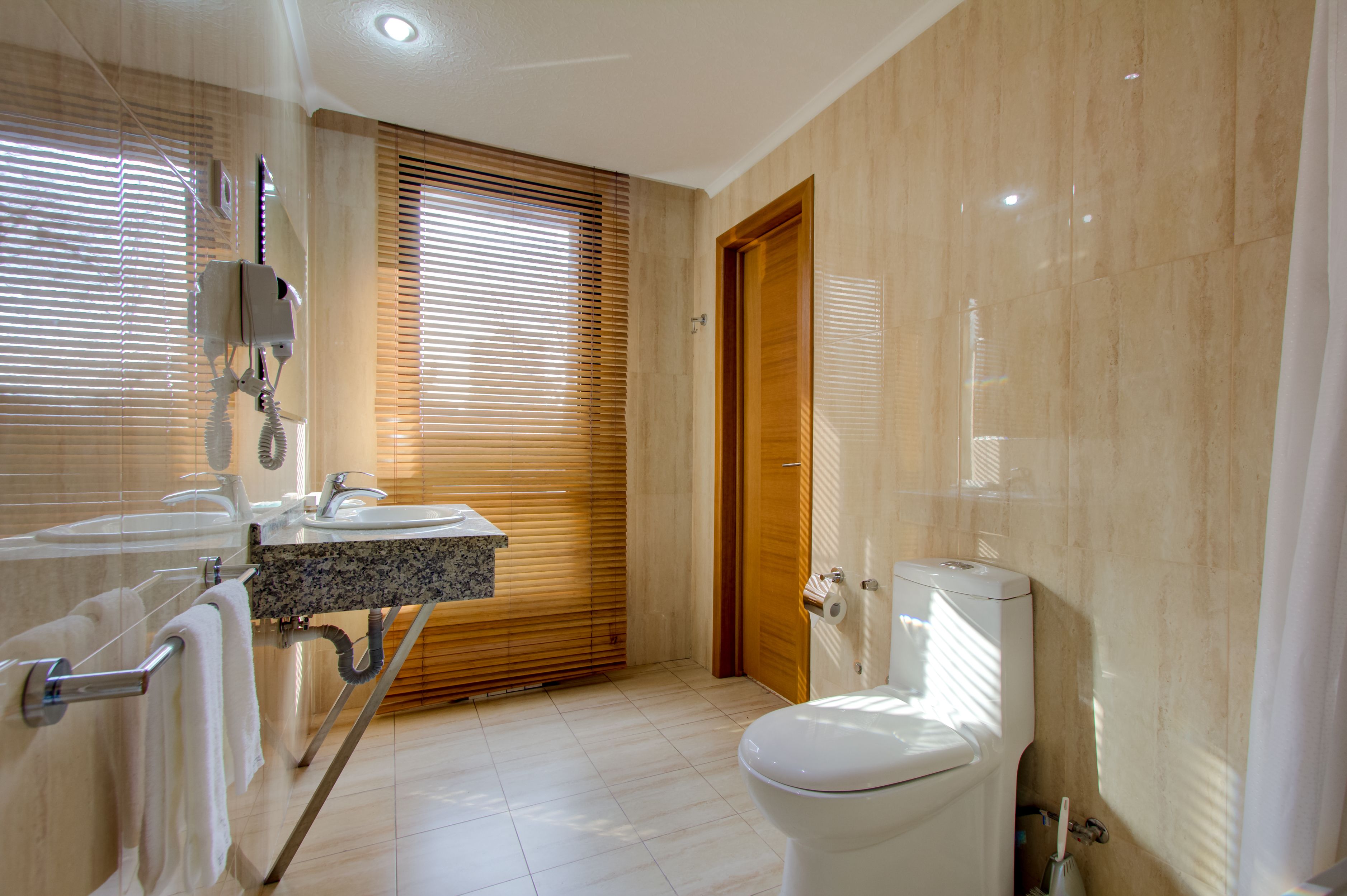 free toiletries, hair dryer, bathrobes, slippers