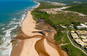 Guests can enjoy beach access and serene ocean views from this coastal resort.