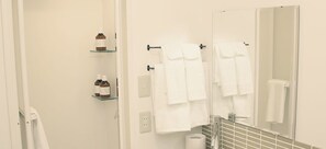 Shower, free toiletries, hair dryer, bathrobes