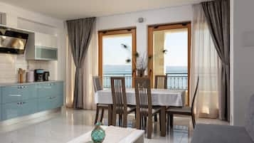Appartement Deluxe, vue mer | Coin séjour