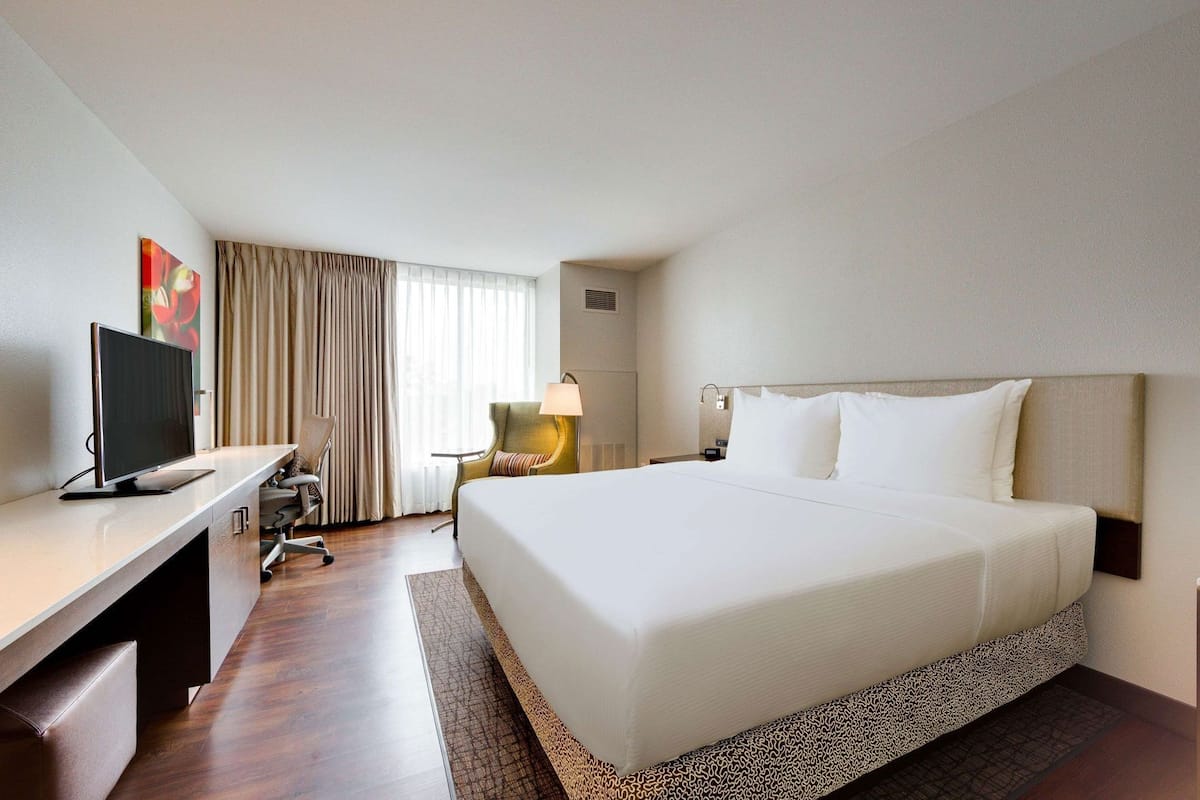 In-room safe, desk, laptop workspace, blackout drapes