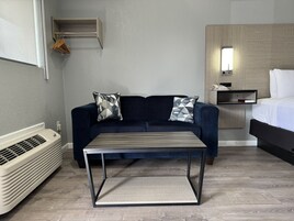 标准套房, 1 张特大床 | 起居区 | 43-英寸LED 电视 （配备卫星频道）、电视