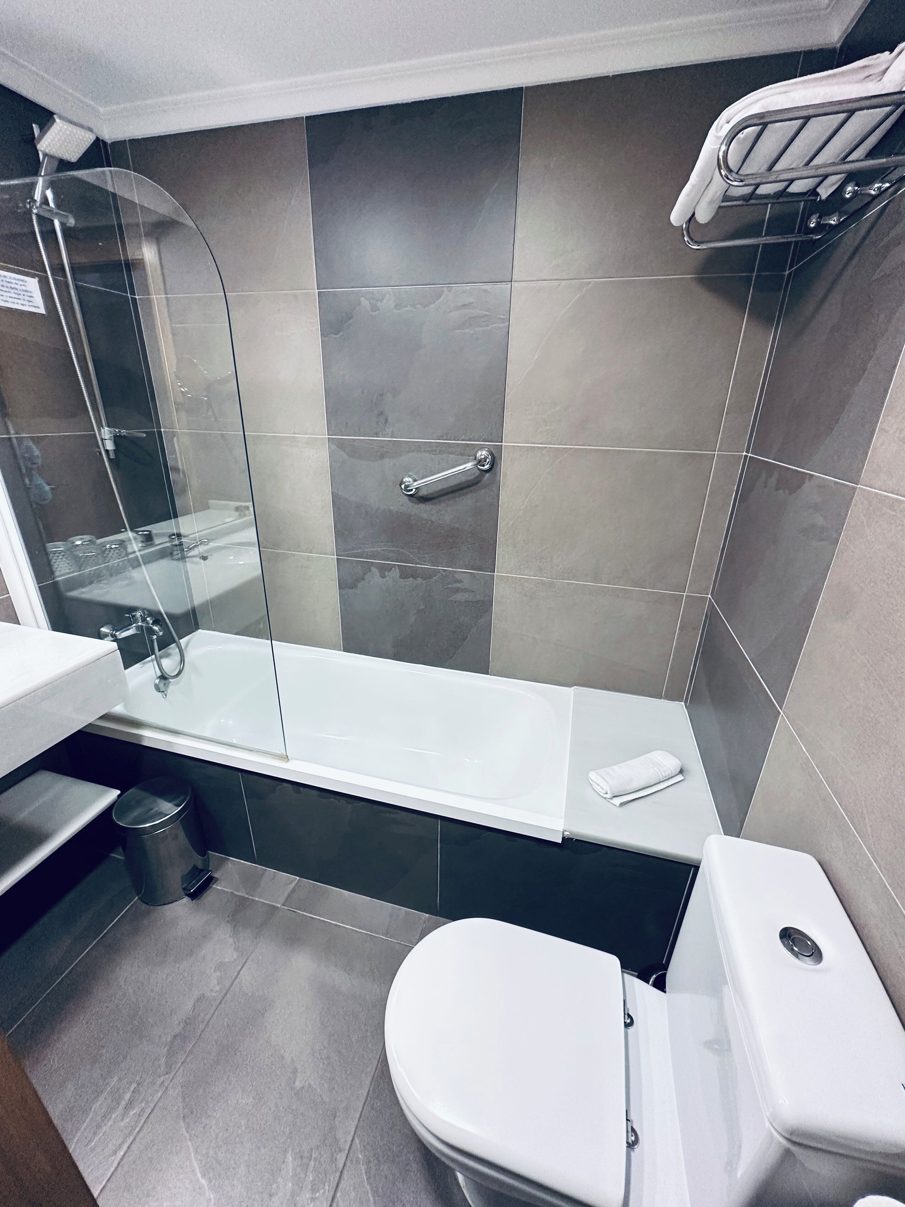 free toiletries, hair dryer, bidet, towels