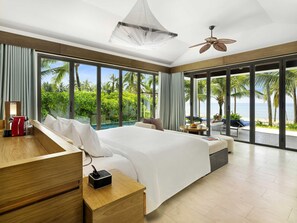 Deluxe Bungalow, 1 King Bed, Private Pool, Beachfront | 1 bedroom, minibar, in-room safe, individually decorated