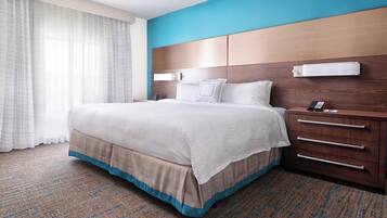 Premium bedding, desk, blackout drapes, iron/ironing board