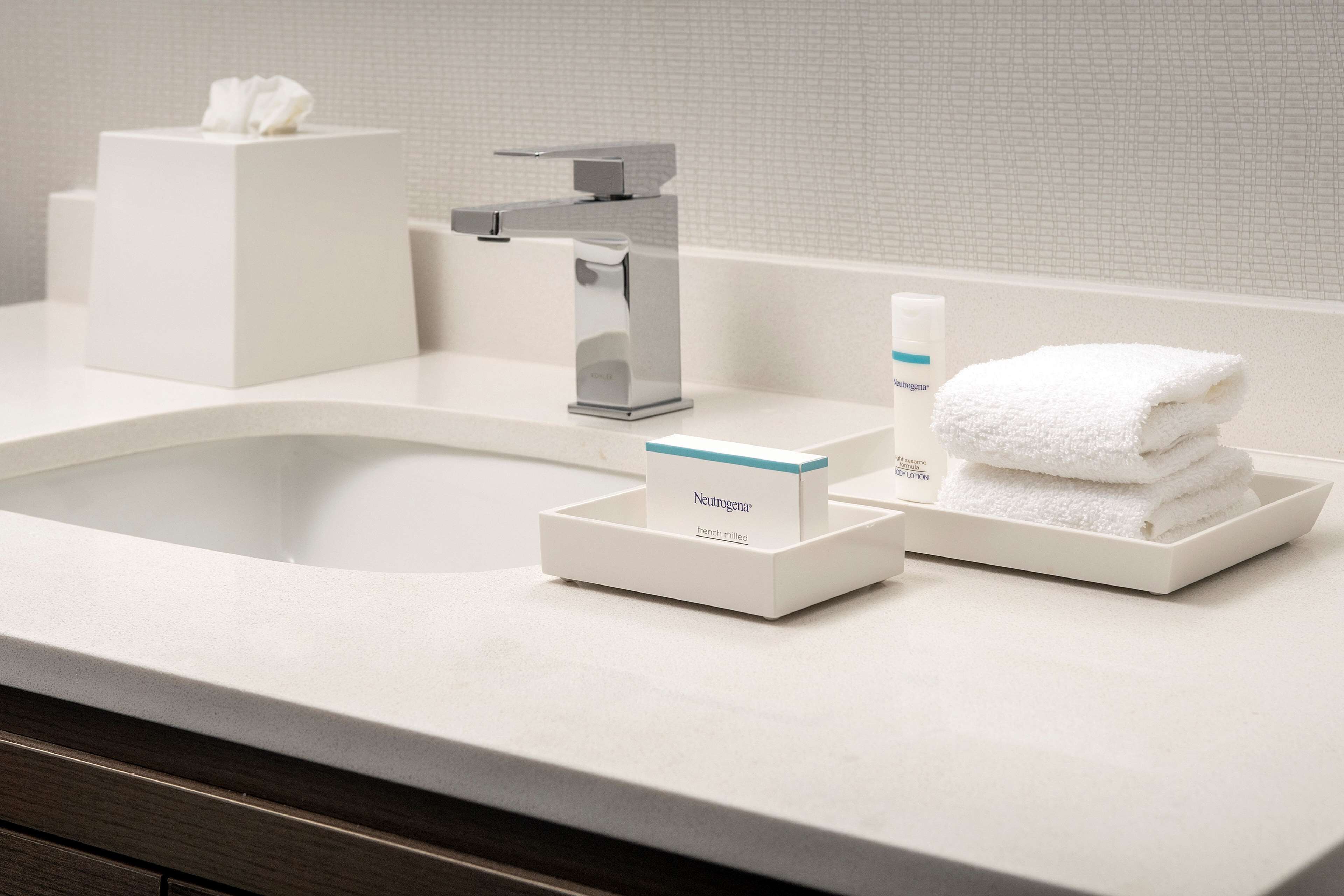 free toiletries, hair dryer, towels