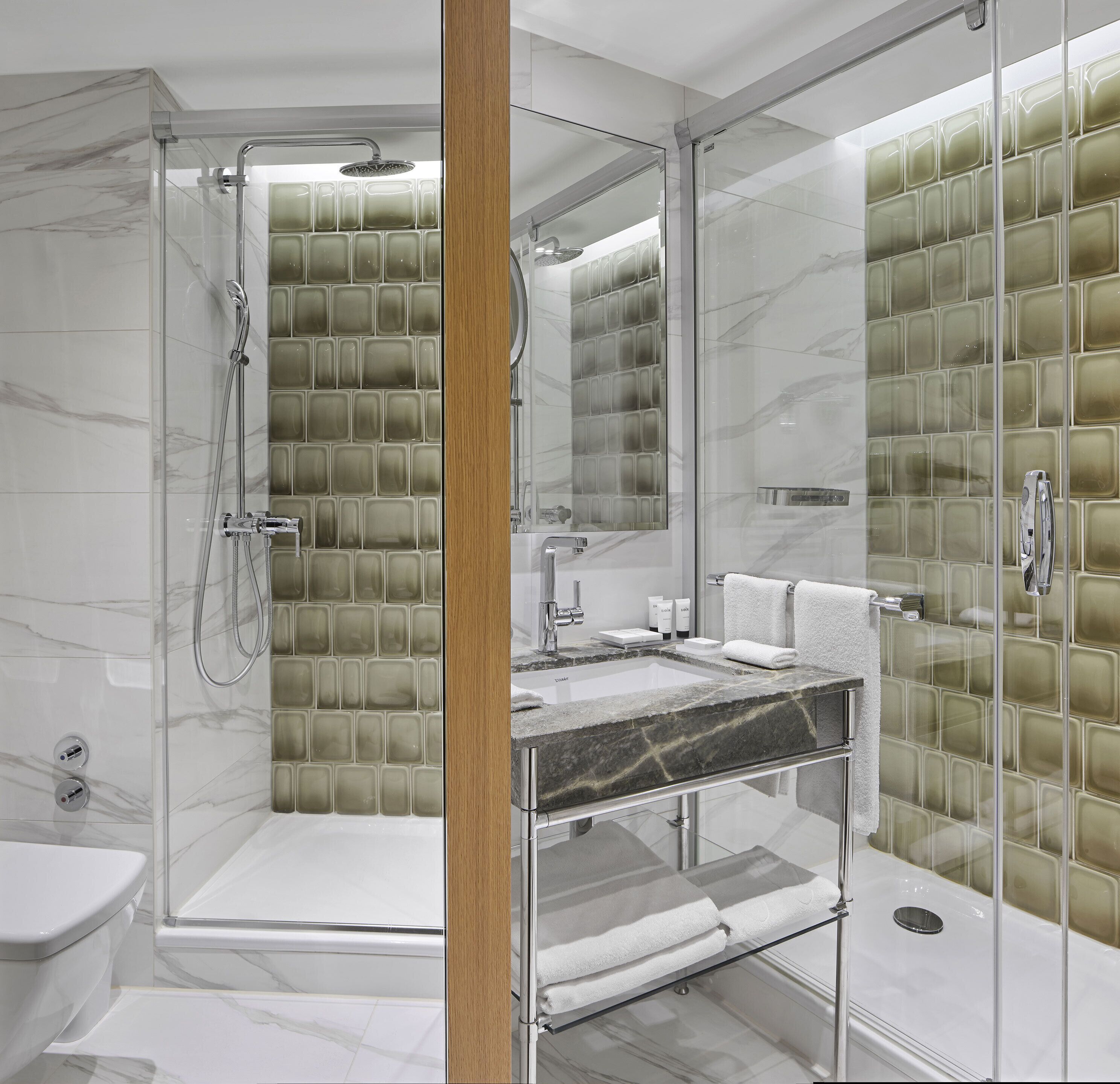 free toiletries, hair dryer, slippers, towels