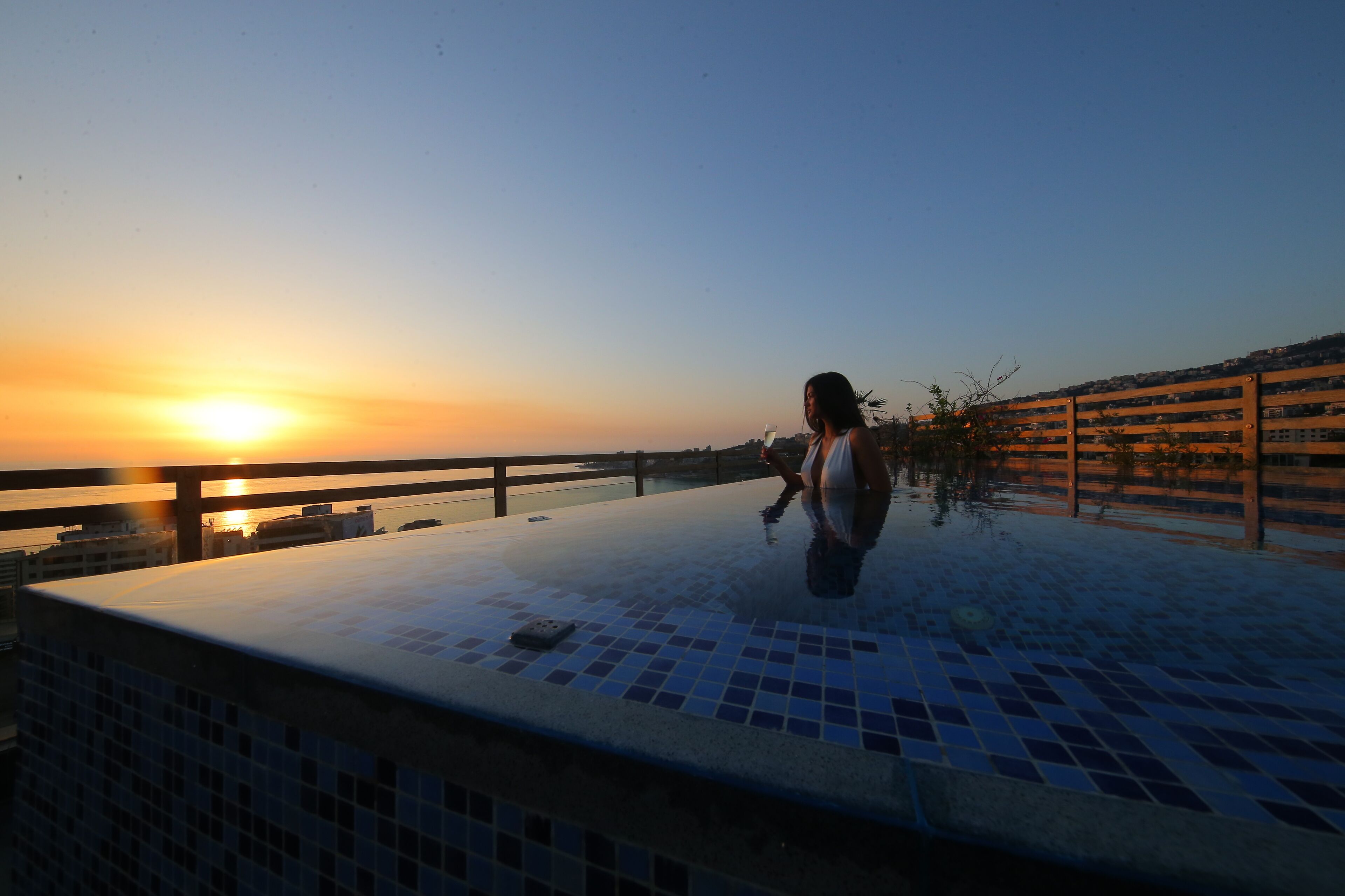 Outdoor pool, a rooftop pool