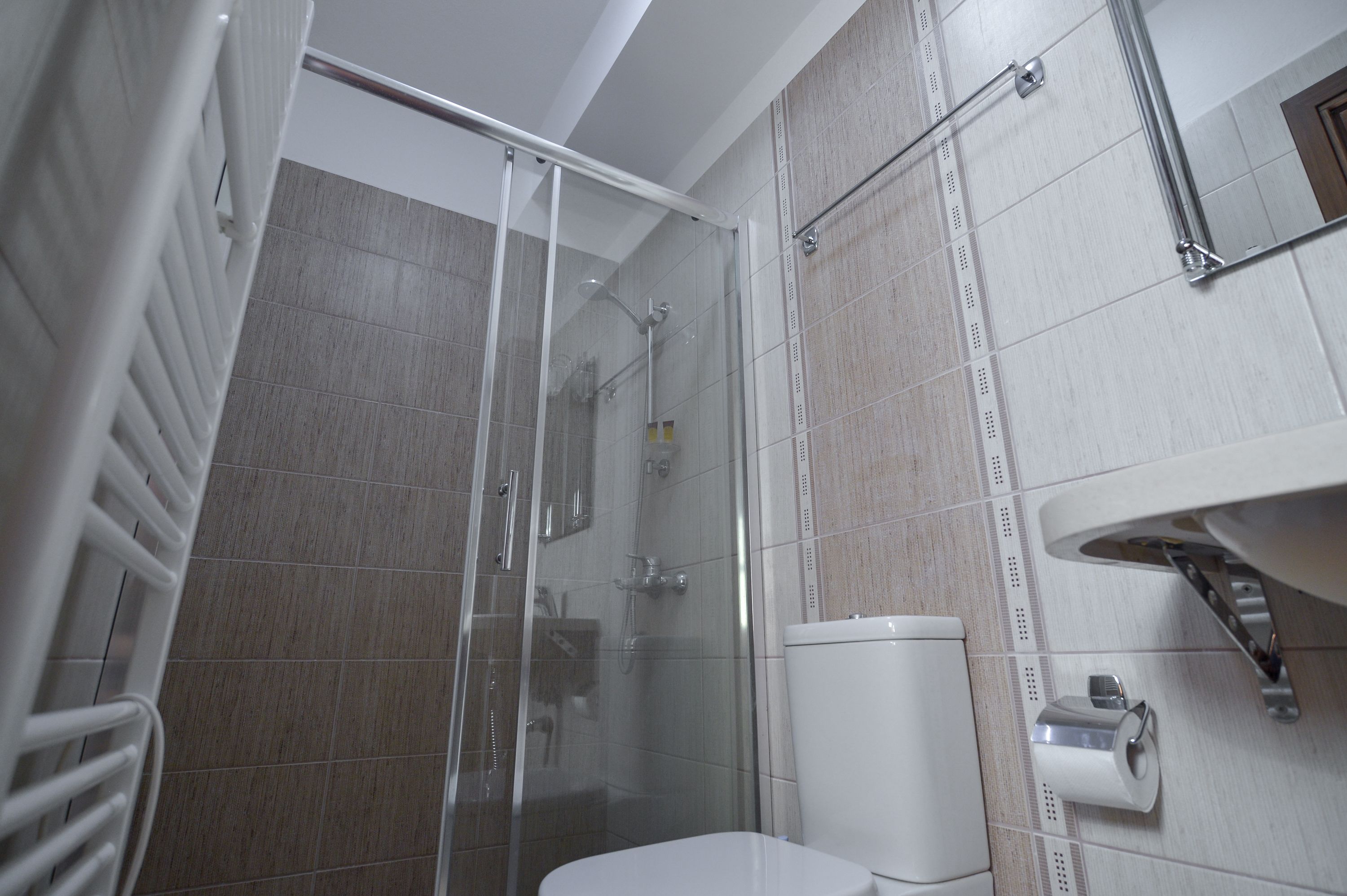 free toiletries, hair dryer, slippers, towels