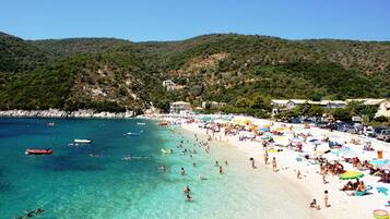 Private beach, rowing