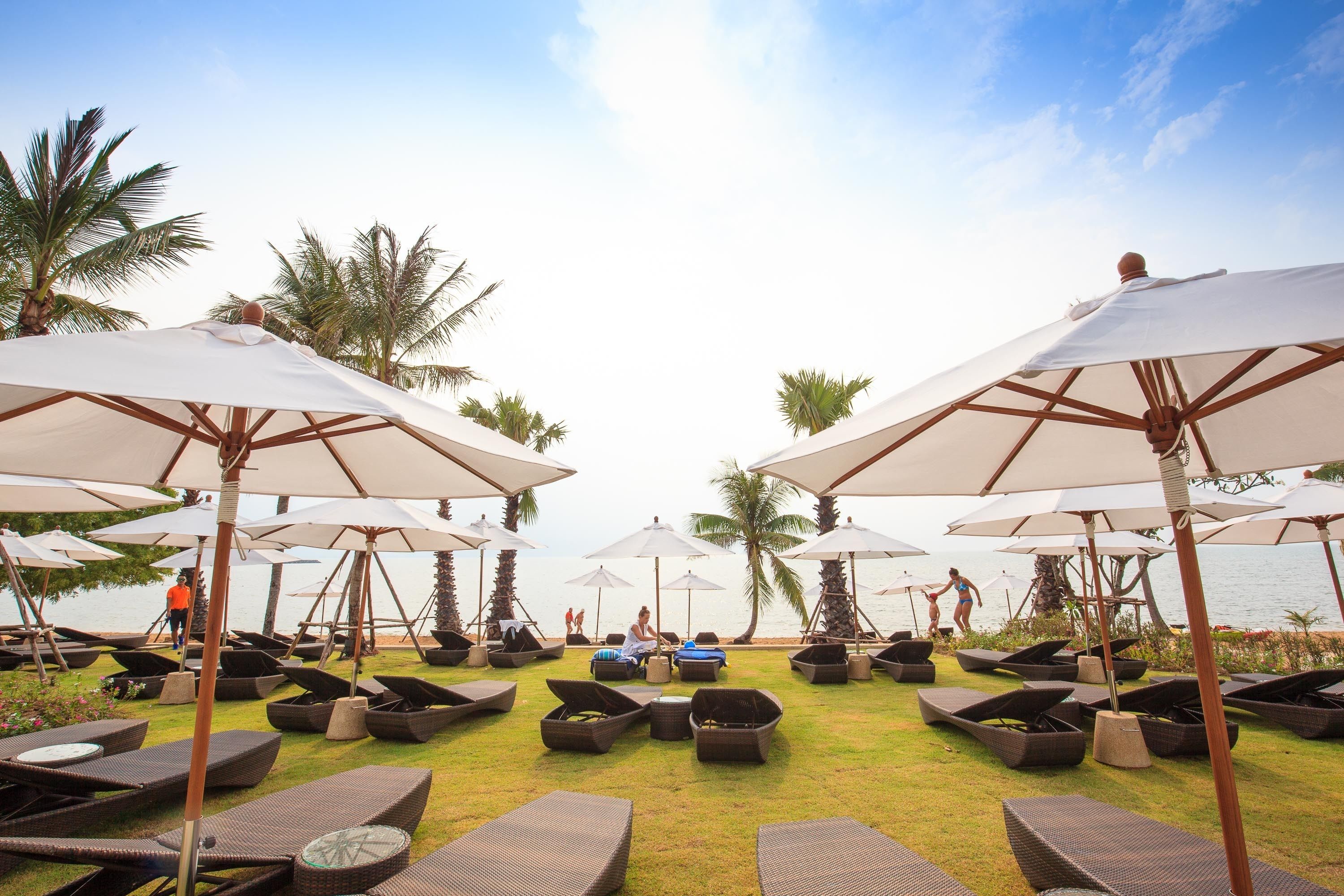 on the beach, beach towels