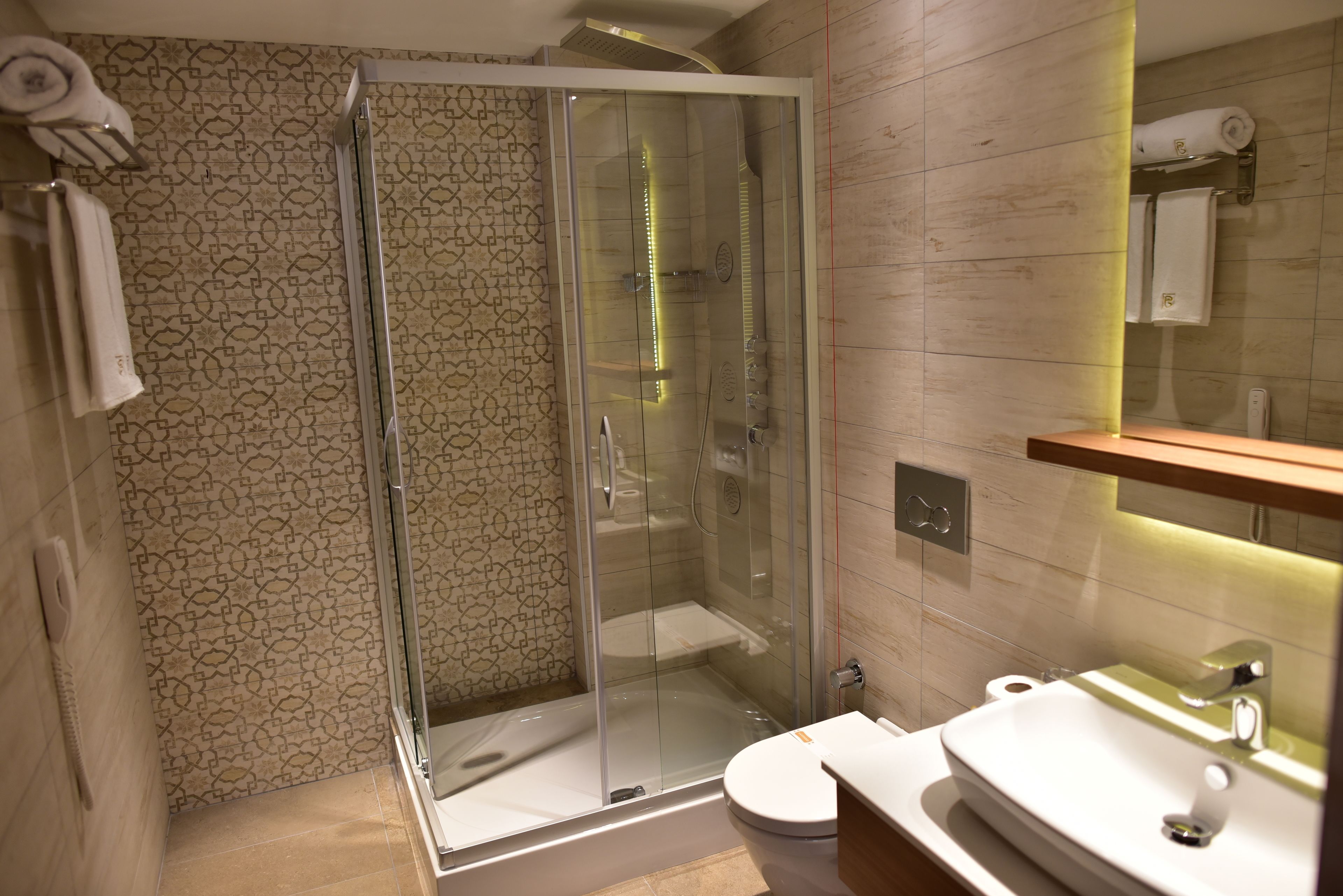 shower, free toiletries, hair dryer, bathrobes