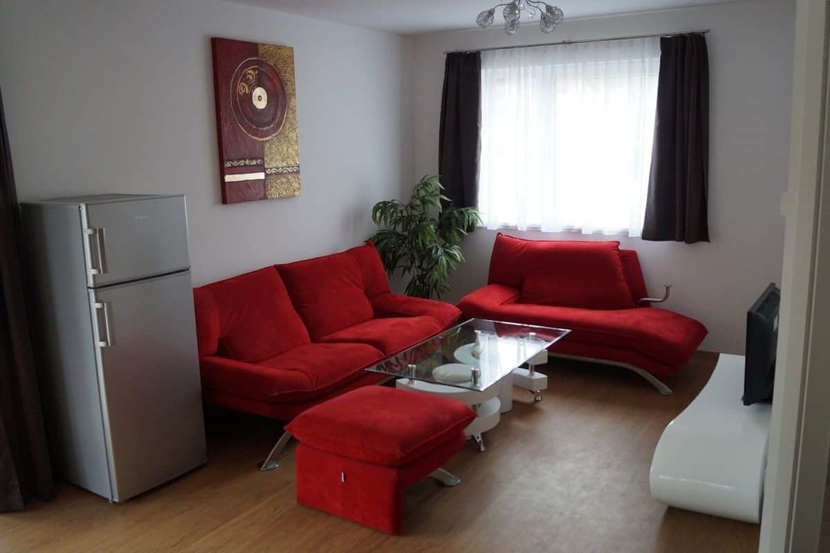 Classic Apartment, 2 Bedrooms (Abendrot) | Living area | Flat-screen TV
